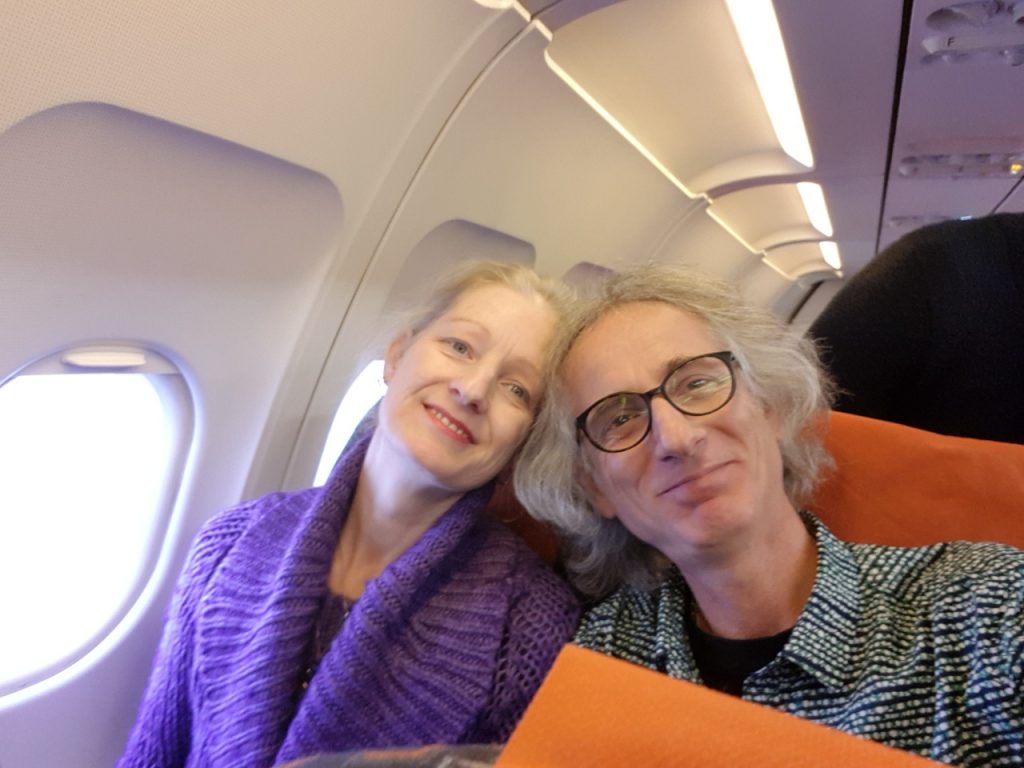 Chris and Karen on the plane