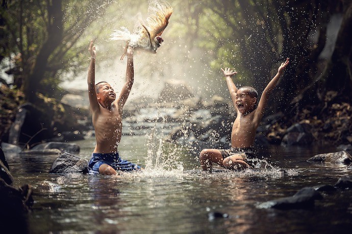 Children playing in water